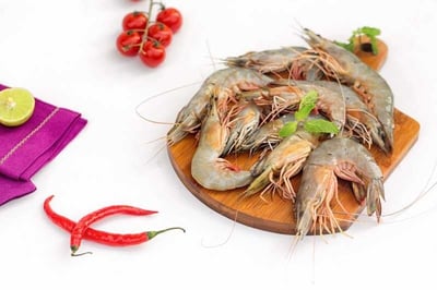 White Prawns / Naaran / Jhinga (40 to 50 count) - Whole (Not Cleaned) 230g to 250g pack