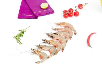 White Prawns / Naaran / Jhinga (60 to 70 count) - Whole / Not Cleaned (480g to 500g Pack)