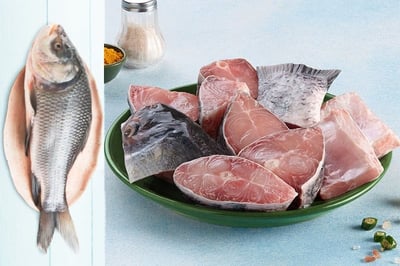 Catla (1kg to 2kg) - One Fish (size:1 to 1.2kg) Bengali Curry Cut Pack