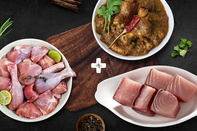 Triple Combo(1kg Tender & Premium Chicken + 500g Seer Fish / Neymeen / Surmai Curry Cut + 250g Spicy Chettinad Chicken)