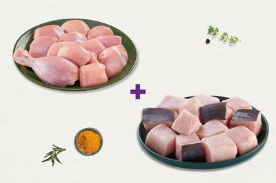 Combo: (Premium Tender Chicken Skinless Curry Cut 500g + Sword Fish Curry Cut 500g)