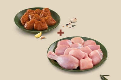 Combo: (480g Premium Chicken Skinless Curry Cut + 250g Spicy Chettinad Chicken)