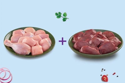 Combo: (Premium Chicken Skinless Curry Cut 750g Pack + Premium Chicken Liver 1kg Pack)