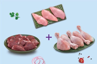 Triple Combo: (Premium Boneless Chicken Breast Fillet 480g + Premium Chicken Liver 480g + Premium Chicken Drumsticks Pack of 5)