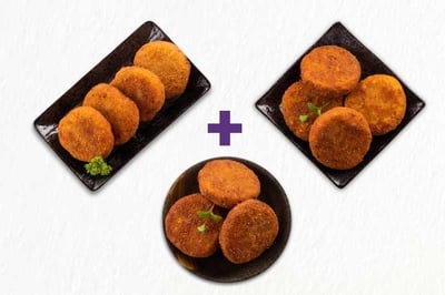 Triple Yum Combo: (4pc Chicken Cutlets - Kerala Style + 4pc Chicken Cutlets - Tandoori Style + 4pc Vegetable Cutlets)