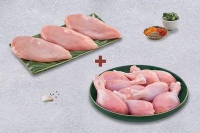 Combo: (Premium Chicken Skinless Drumsticks 500g + Premium Chicken Boneless Breast Fillets 500g)
