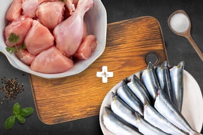Combo: (500g Premium Chicken Skinless Curry Cut + 500g Small Sardine / Mathi / Tarli Whole Cleaned)
