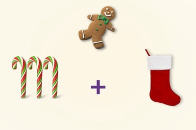 1pc Xmas Stockings + 3pc Xmas Candy Cane + 1pc Gingerbread Man Cookie