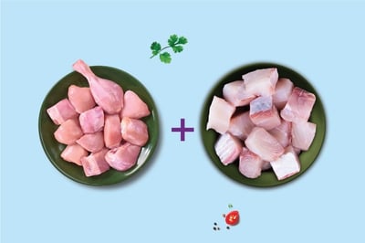 Combo: (1kg Tender Chicken Skinless Curry Cut + 500g Cobia / Motha Curry Cut)