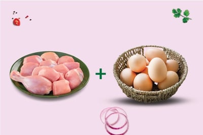 Combo: (Premium Chicken Skinless Curry Cut 480g + Fresh Premium Country Chicken Eggs Pack of 6)