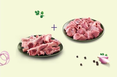 Combo:(Premium Goat Curry Cut 480g Pack + Mutton Soup Bones 480g)