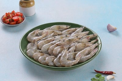 Indian Prawns / Venami / Vannamei / Jhinga / Chemmin (50+ Count) - Whole (Not Cleaned, Not Peeled)