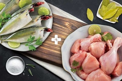 Combo: (500g Premium Chicken Skinless Curry Cut + 500g Mackerel / Ayala / Bangda Cleaned)