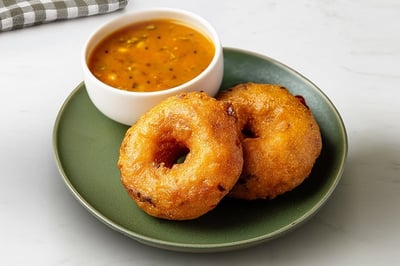 Medu Vada with Sambar (2 pcs, Freshly Frozen, Ready to Heat & Eat, Microwave ready)