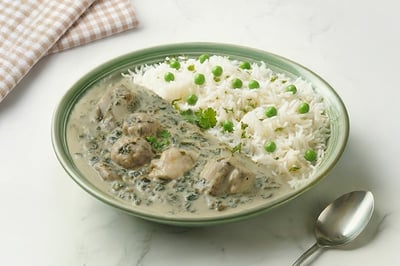 Methi Malai Chicken & Matar Rice (400g Pack, Freshly Frozen, Ready to Heat & Eat, Microwave ready)