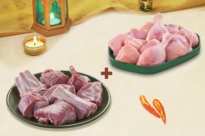 Combo: (Premium Tender Goat Biryani Cut 480-500g + Premium Chicken Skinless Biryani Cut 440-450g)