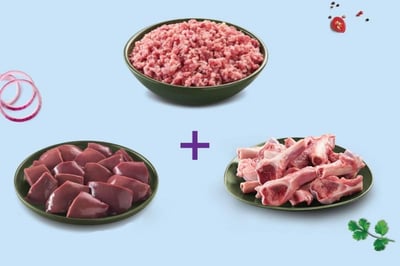 Triple Combo: (250g Premium Goat Mince / Kheema + 230g to 250g Premium Goat Liver + 250g Mutton Soup Bones)