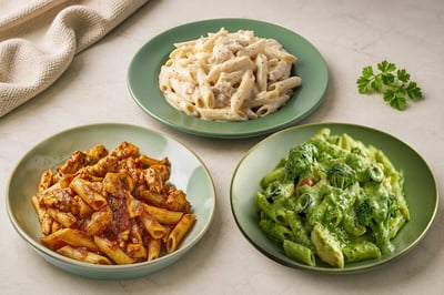 Triple Combo: (Chicken Alfredo Penne Pasta + Chicken Arrabbiate Penne Pasta + Chicken Pesto Penne Pasta)