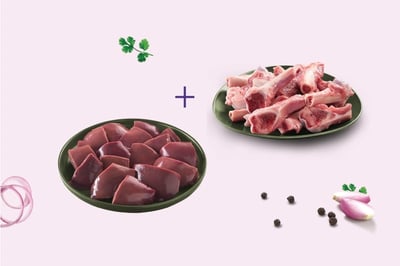 Combo:(Mutton Soup Bones 480g Pack + Premium Goat Liver 230g Pack)