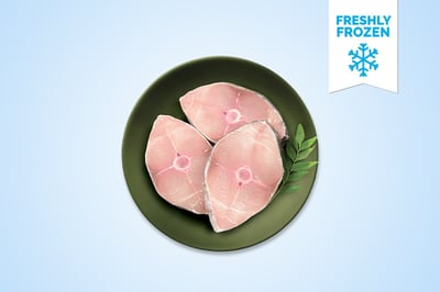 Freshly Frozen Seer Fish / KingFish / Surmai / Neymeen / Vanjaram / Anjal (2kg to 5kg) - Steaks (230g to 250g Pack)