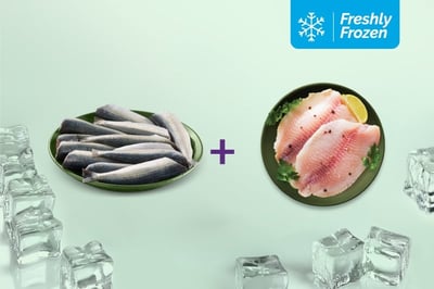 Freshly Frozen Combo: (Sardine Cleaned (Large) 200g + Tilapia Boneless Fillet 200g)