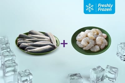 Freshly Frozen Combo: (Sardine Cleaned (Large) 200g + Jumbo Prawns - PD Meat 200g)
