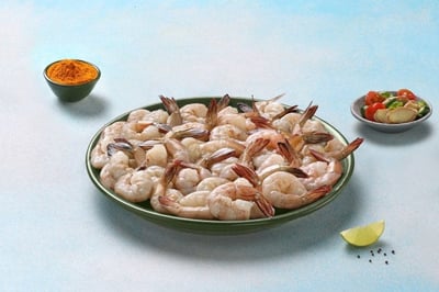 White Prawns / Poovalan Chemeen  - Tail on (480g to 500g Pack)
