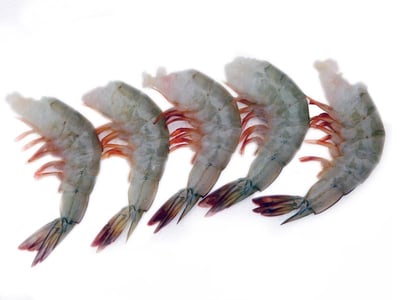 White and Orange Prawns / Poovalan Chemmeen - Headless (No Head, Rest with shell, tail)