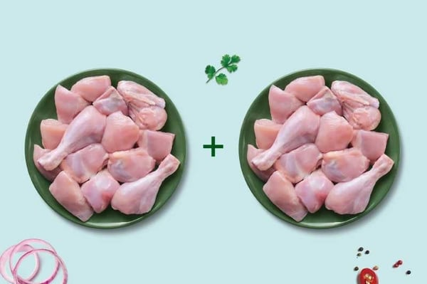 Special Pack: Premium Tender and Antibiotic-residue-free Skinless Chicken (980g to 1Kg Pack, 2 Nos)