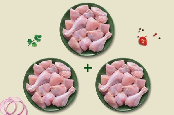 Special Pack: Premium Tender and Antibiotic-residue-free Skinless Chicken (980g to 1Kg Pack, 3 Nos)