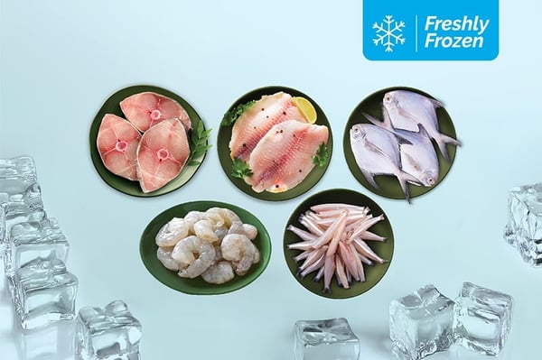 Jumbo Frozen Combo: (Seer Fish Steaks 500g + Anchovy Cleaned 500g + Large Prawns PD (40+) 500g + Tilapia Boneless Fillet 500g + Silver Pomfret Whole 530g)