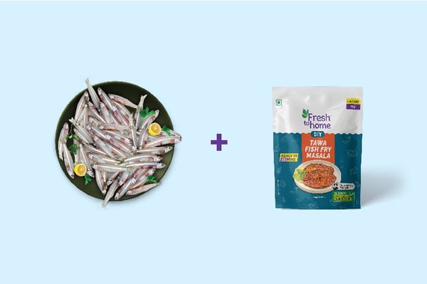 Combo: (500g Anchovy / Natholi (Medium) Whole Cleaned + 200g Tawa Fish Fry Masala)  