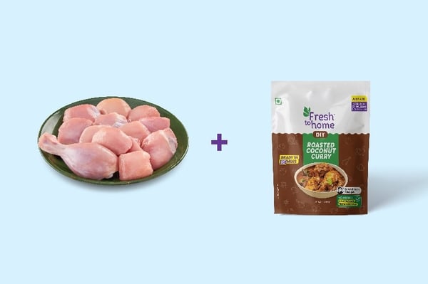 Combo: (500g Premium Chicken Skinless Curry Cut + 200g DIY Roasted Coconut Curry)