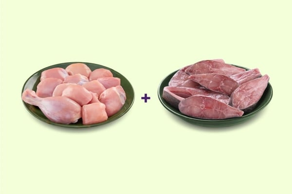 Combo: (480g Premium Chicken Skinless Curry Cut + 500g Rupchanda Steaks)