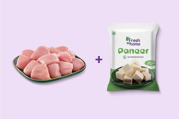 Combo: (500g Premium Antibiotic-residue-free Boneless Chicken Cubes + 200g Paneer Pack)