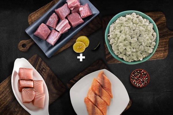 Jumbo Combo: (400g Seer / Neymeen Steaks + 480g Baasa Boneless Fillet + 480g Yellow Fin Tuna / Kera Curry Cut + 480g Small Cleaned Prawns)