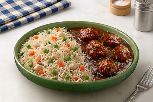 Chicken Fried Rice & Chicken Manchurian (400g Pack, Ready to Heat & Eat, Microwave ready)