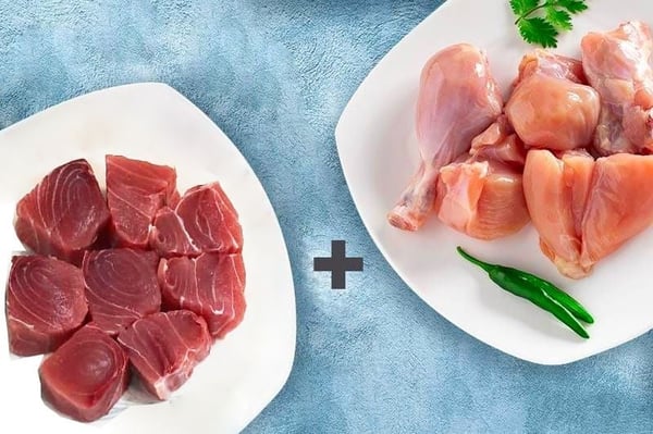Combo: (480g Premium Chicken Skinless Curry Cut + 500g Sail Fish / Ola Meen Curry Cut)