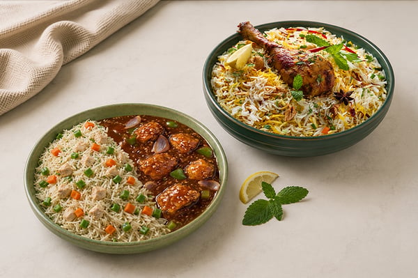 Combo: (Chinese Chicken Chilli & Fried Rice + Hyderabadi Chicken Biryani)