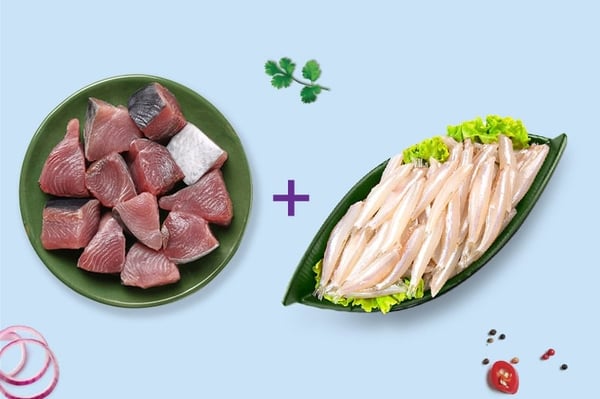 Combo: (500g Yellow Fin Tuna Curry Cut + 240g Natholi (Large) Whole cleaned)