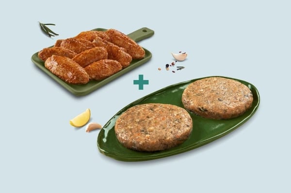 Veggie Burger Patty + Peri Peri Chicken Wings