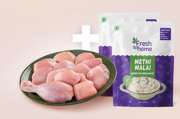 Combo: (Premium Chicken Skinless Curry Cut (440-560g/Pack) + Methi Malai Ready-To-Cook Paste (200g/pack)