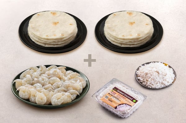Combo Pack: (20pc Rice Pathiri + 250g Prawns 40c Tail On PD + 200g ...