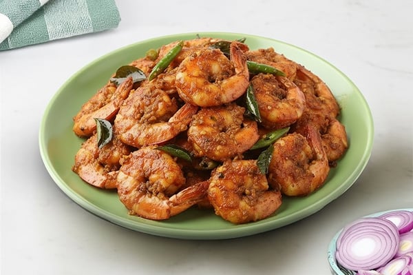 Prawns Semi Dry Fry (Freshly Frozen, Ready to Heat & Eat, Microwave ready, 120g pack)