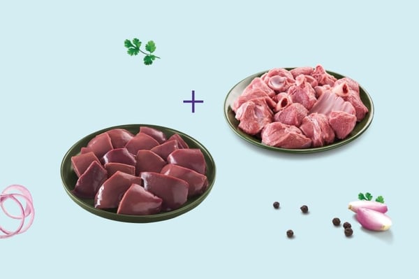 Combo:(Premium Tender Goat Curry Cut 480g Pack + Premium Goat Liver 230g Pack)