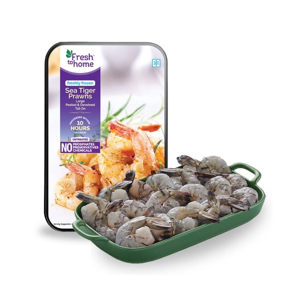 Large Sea Tiger Prawns Tail On PD (350g Pack, Freshly Frozen)