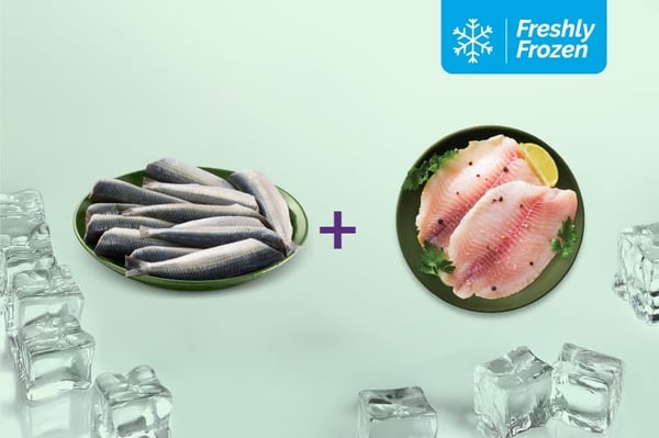 Freshly Frozen Combo: (Sardine Cleaned (Large) 200g + Tilapia Boneless Fillet 200g)