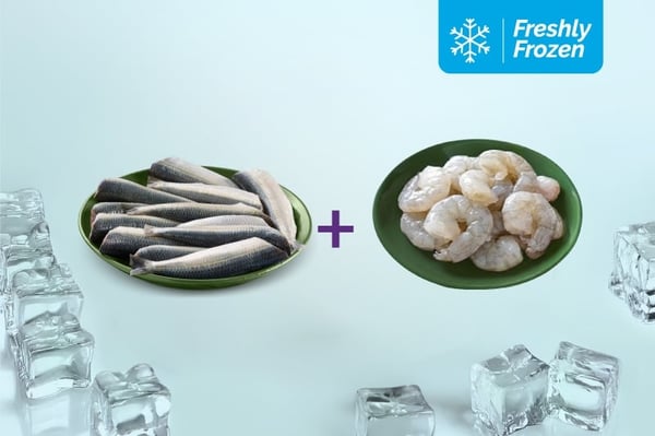 Freshly Frozen Combo: (Sardine Cleaned (Large) 200g + Jumbo Prawns - PD Meat 200g)