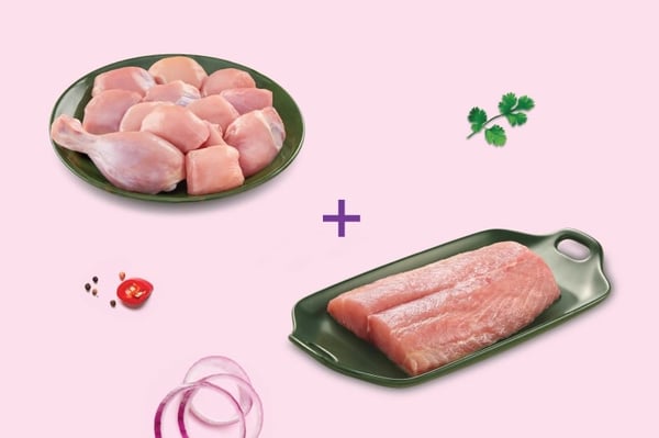 Combo: (480g Premium Chicken Skinless Curry Cut + 480g Fresh Baasa Boneless Fillets)
