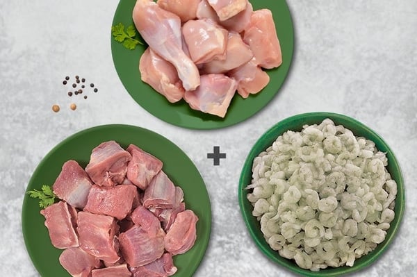 Combo: (Premium  Chicken Skinless Curry Cut + Premium Goat Curry Cut  + Peeled and Deveined Prawn)
